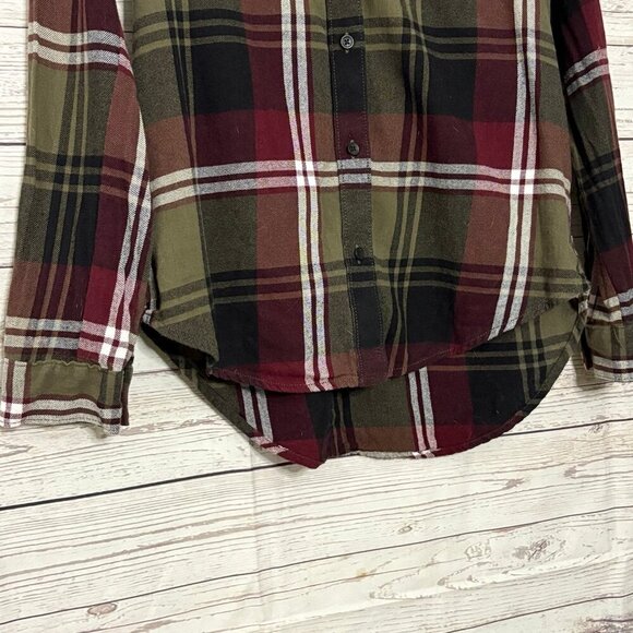 VANS Green Red Black Plaid Button Up LS Medium - Picture 4 of 7